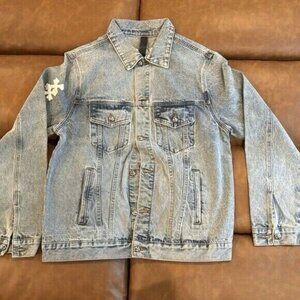 Chrome Hearts Denim Jacket Big White Cross Back Logo Men’s Size Large